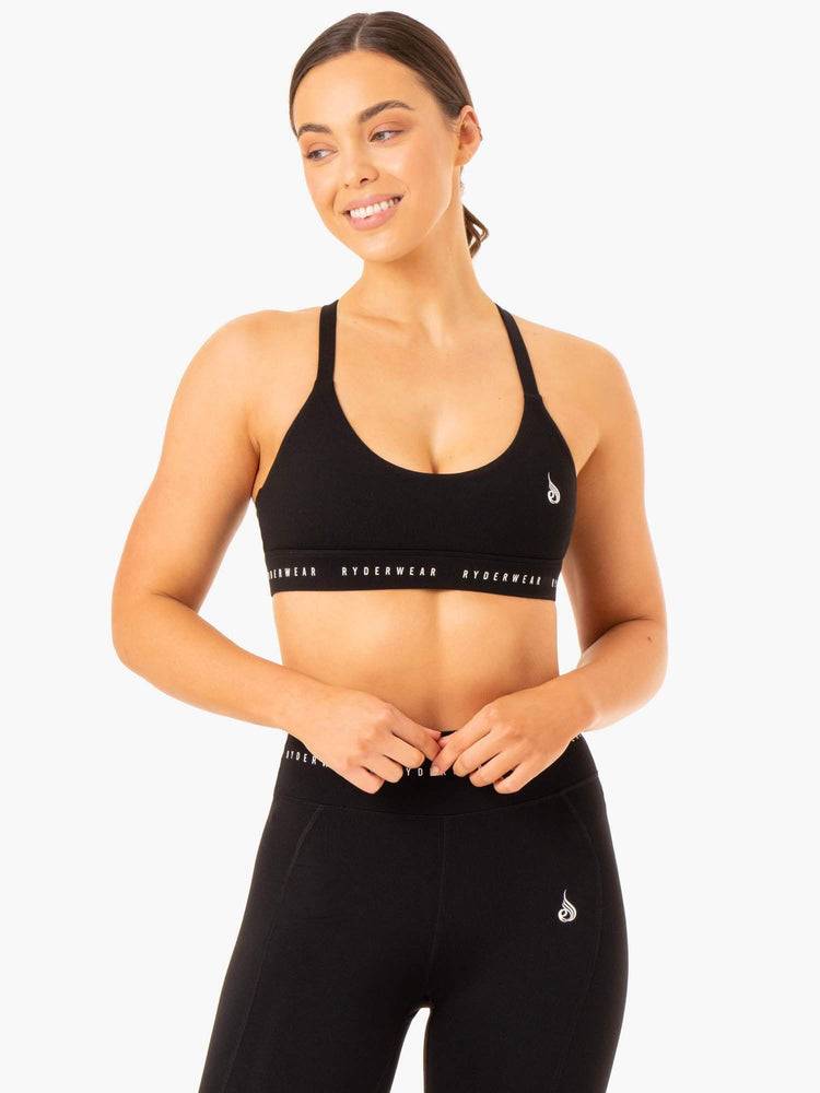 Women\'s Ryderwear Women Sports Bra Reflex Cross Over Sports Bra Black | NZ2455QZ