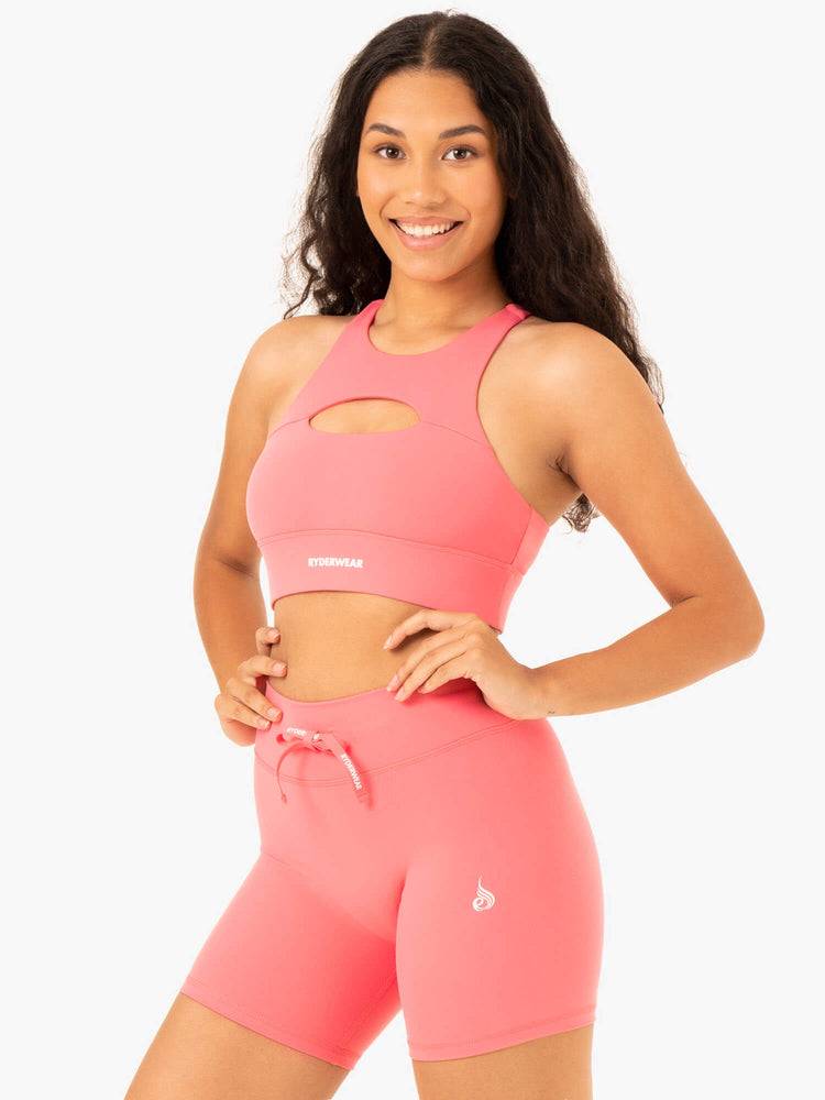 Women's Ryderwear Women Sports Bra Replay Cut Out Sports Bra Coral | NZ2249HK