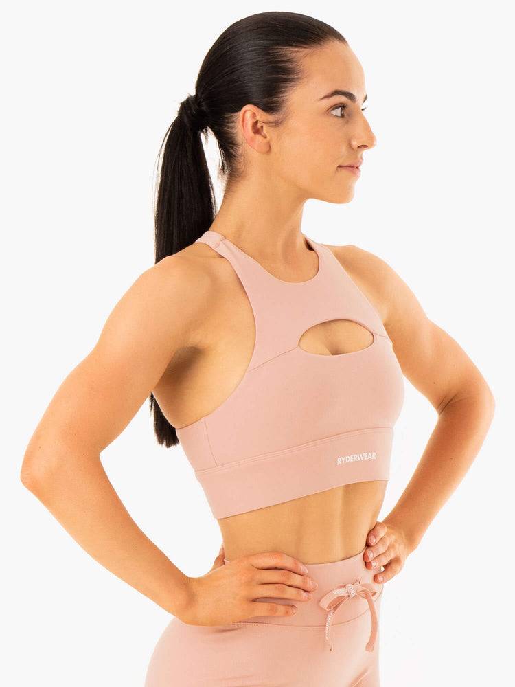 Women's Ryderwear Women Sports Bra Replay Cut Out Sports Bra Nude | NZ2257BC