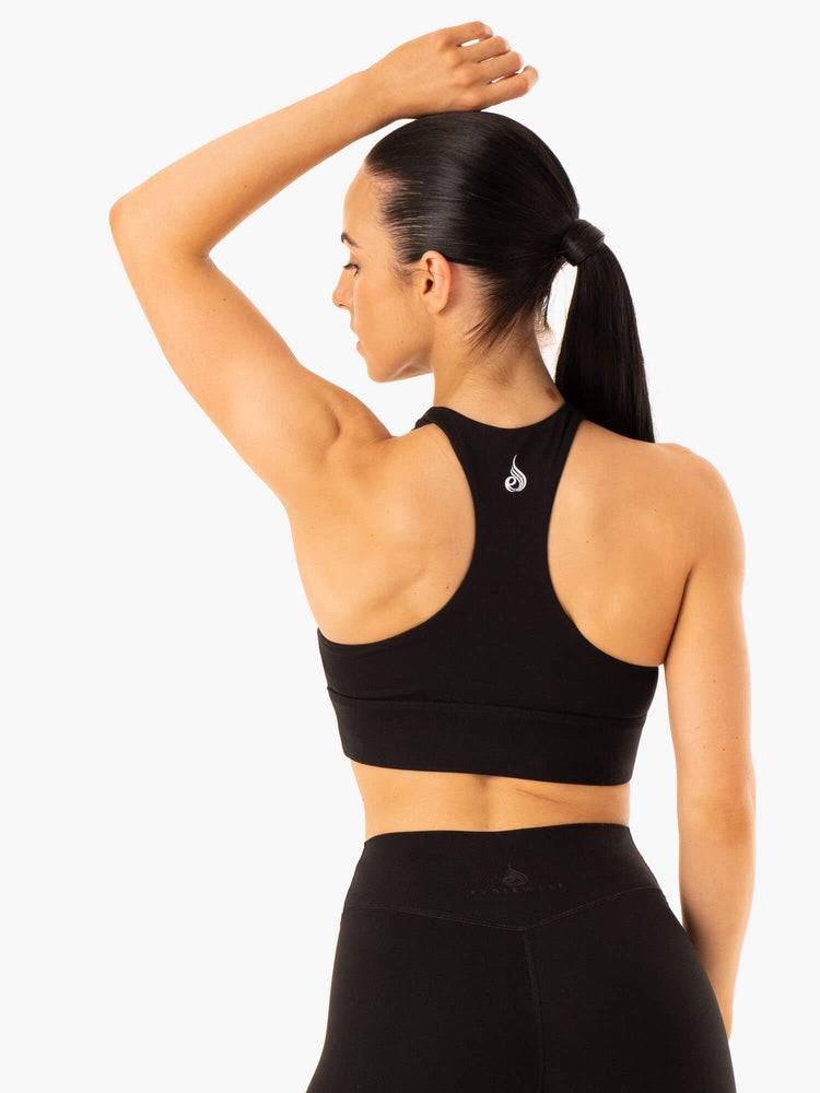 Women's Ryderwear Women Sports Bra Replay Cut Out Sports Bra Black | NZ2393AP