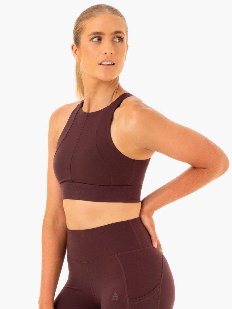 Women's Ryderwear Women Sports Bra Reset High Impact Sports Bra Chocolate | NZ2338FM