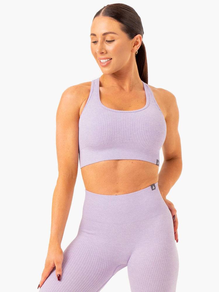 Women\'s Ryderwear Women Sports Bra Rib Seamless Sports Bra Lavender Marl | NZ2400RW