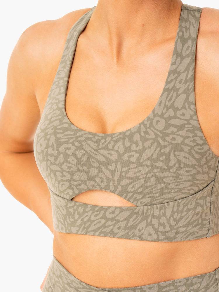 Women's Ryderwear Women Sports Bra Rotation Sports Bra Khaki Leopard | NZ2322RW