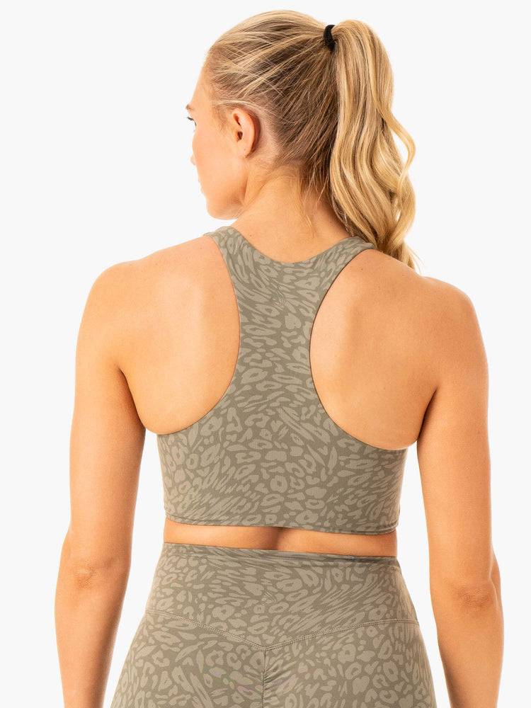 Women's Ryderwear Women Sports Bra Rotation Sports Bra Khaki Leopard | NZ2322RW