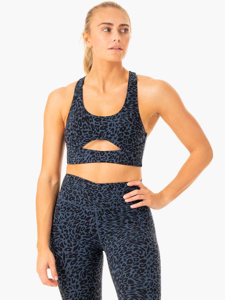 Women's Ryderwear Women Sports Bra Rotation Sports Bra Navy Leopard | NZ2387JJ