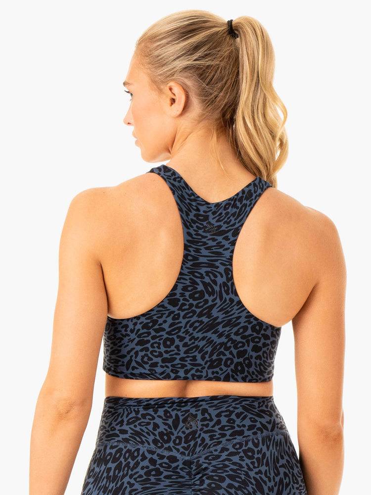 Women's Ryderwear Women Sports Bra Rotation Sports Bra Navy Leopard | NZ2387JJ