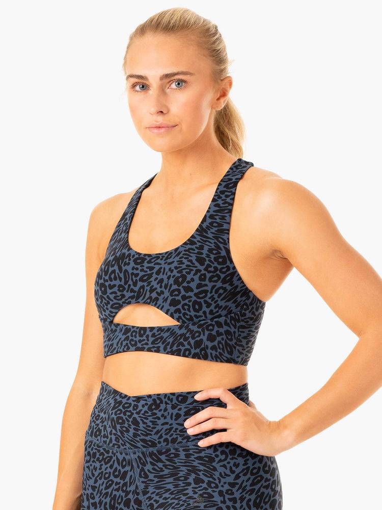 Women's Ryderwear Women Sports Bra Rotation Sports Bra Navy Leopard | NZ2387JJ