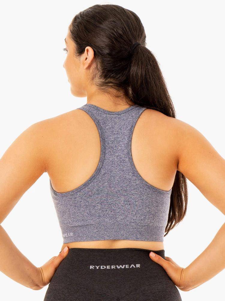 Women's Ryderwear Women Sports Bra Sculpt Seamless Racer Back Sports Bra Navy Marl | NZ2235WY