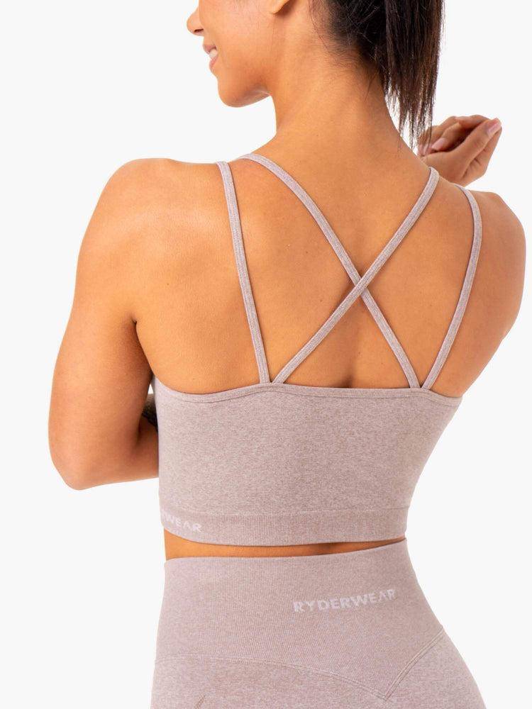 Women's Ryderwear Women Sports Bra Sculpt Seamless Tank Sports Bra Mushroom Marl | NZ2333LH