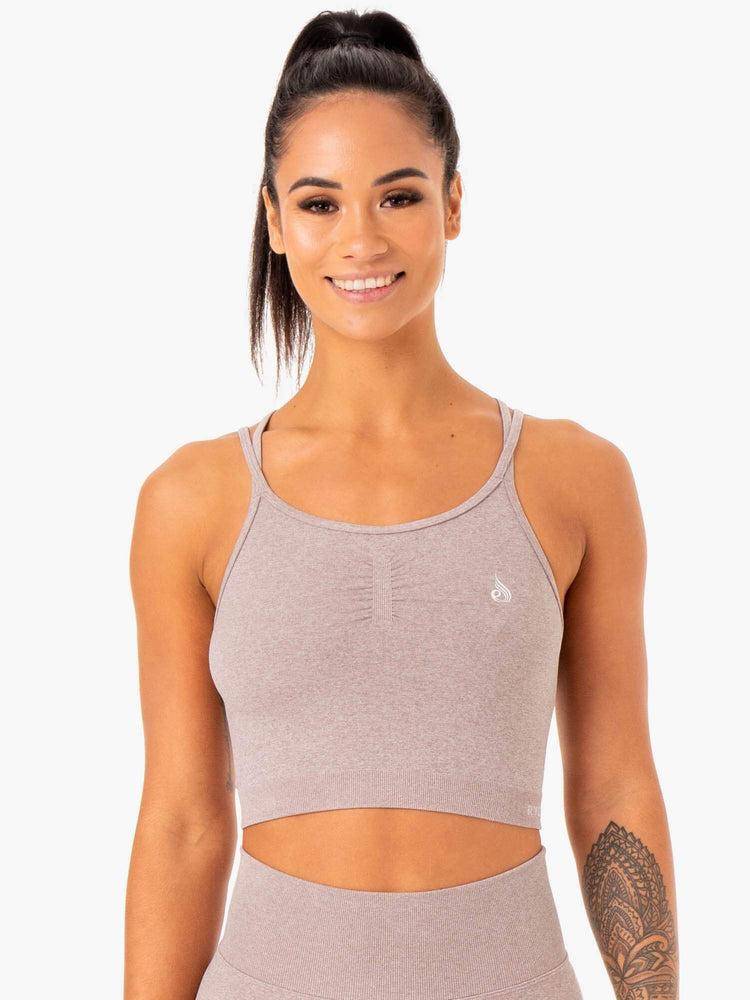 Women's Ryderwear Women Sports Bra Sculpt Seamless Tank Sports Bra Mushroom Marl | NZ2333LH