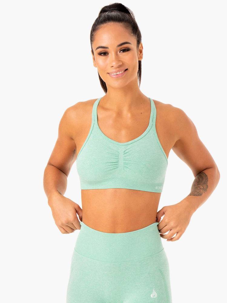 Women's Ryderwear Women Sports Bra Sculpt Seamless Sports Bra Mint Marl | NZ2350WY