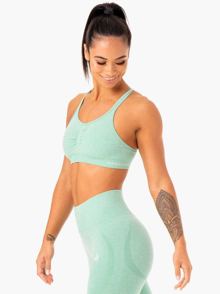 Women's Ryderwear Women Sports Bra Sculpt Seamless Sports Bra Mint Marl | NZ2350WY