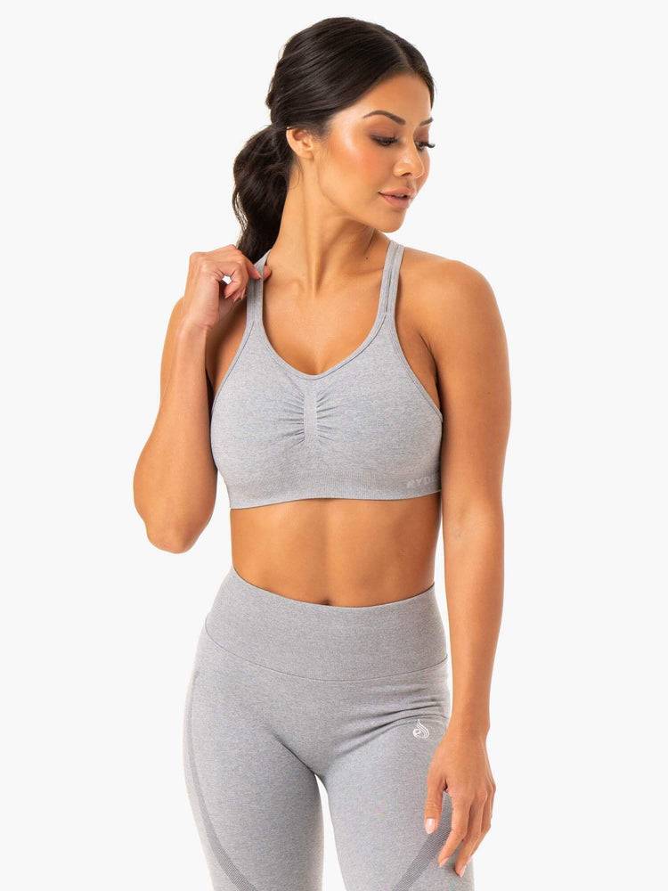 Women's Ryderwear Women Sports Bra Sculpt Seamless Sports Bra Grey Marl | NZ2391DN