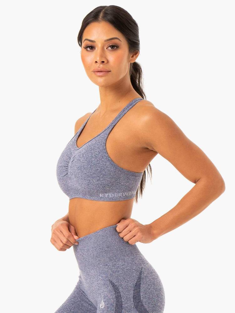 Women's Ryderwear Women Sports Bra Sculpt Seamless Sports Bra Navy Marl | NZ2401EX