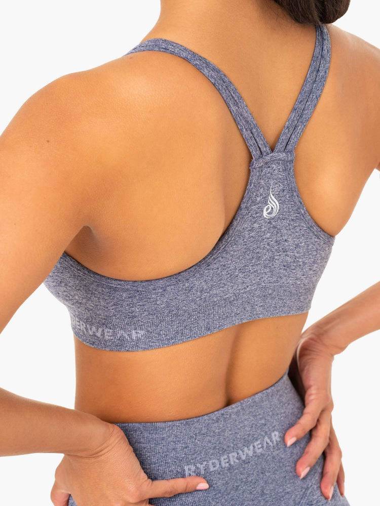 Women's Ryderwear Women Sports Bra Sculpt Seamless Sports Bra Navy Marl | NZ2401EX