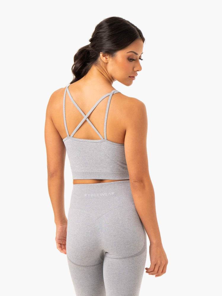 Women's Ryderwear Women Sports Bra Sculpt Seamless Tank Sports Bra Grey Marl | NZ2425TV