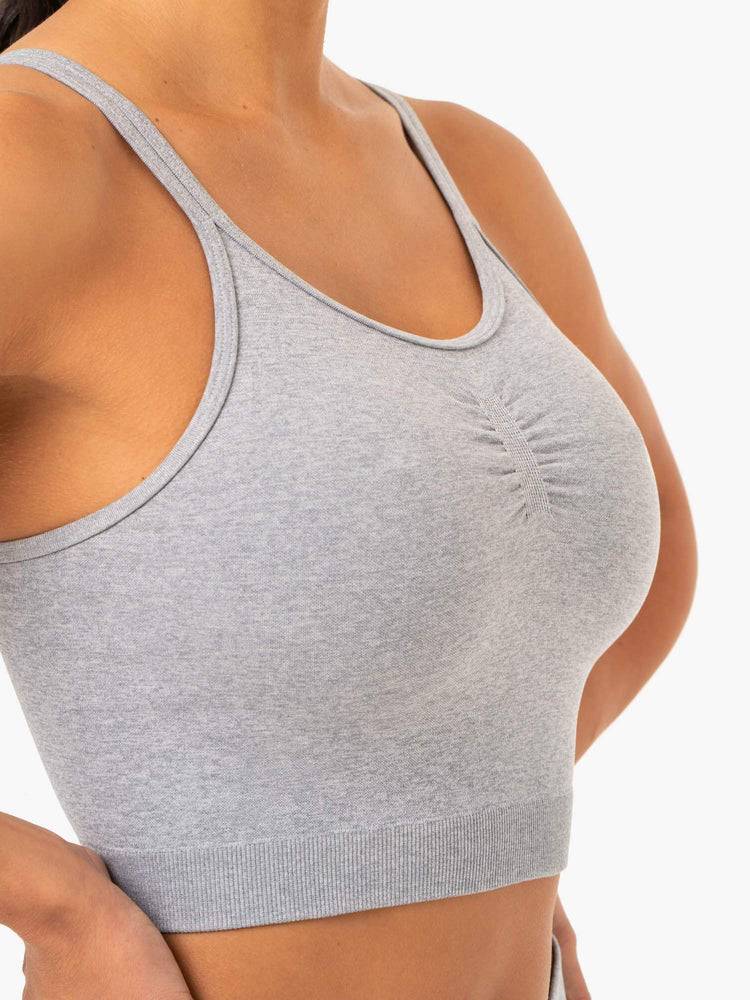 Women's Ryderwear Women Sports Bra Sculpt Seamless Tank Sports Bra Grey Marl | NZ2425TV