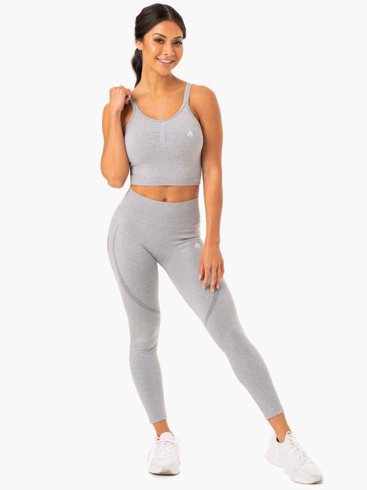 Women's Ryderwear Women Sports Bra Sculpt Seamless Tank Sports Bra Grey Marl | NZ2425TV