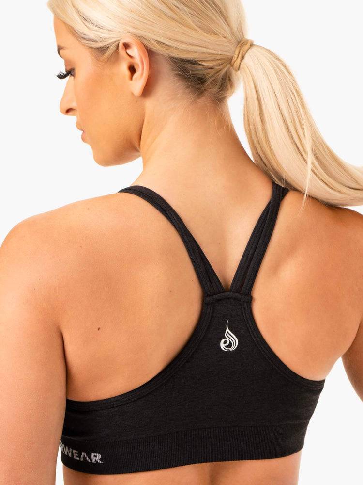 Women's Ryderwear Women Sports Bra Sculpt Seamless Sports Bra Black Marl | NZ2472PQ