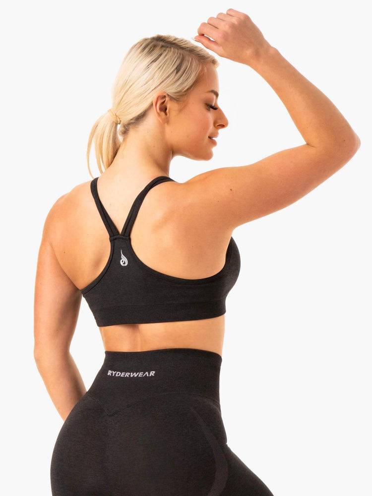 Women's Ryderwear Women Sports Bra Sculpt Seamless Sports Bra Black Marl | NZ2472PQ