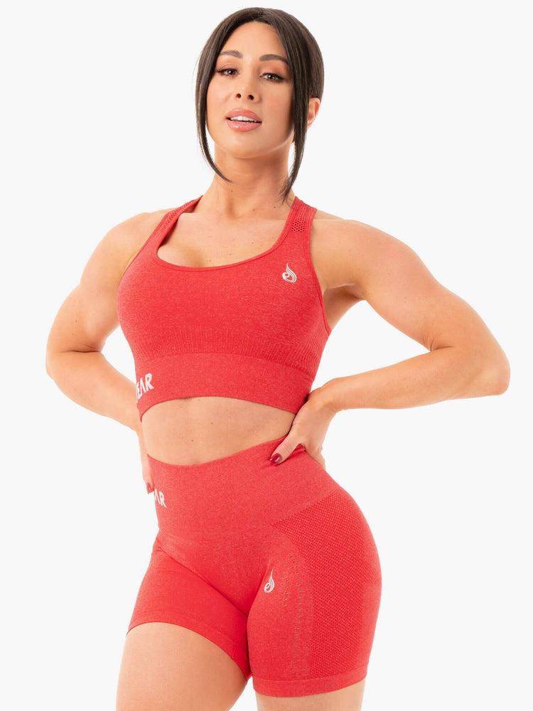 Women's Ryderwear Women Sports Bra Seamless Staples Sports Bra Red Marl | NZ2520FM