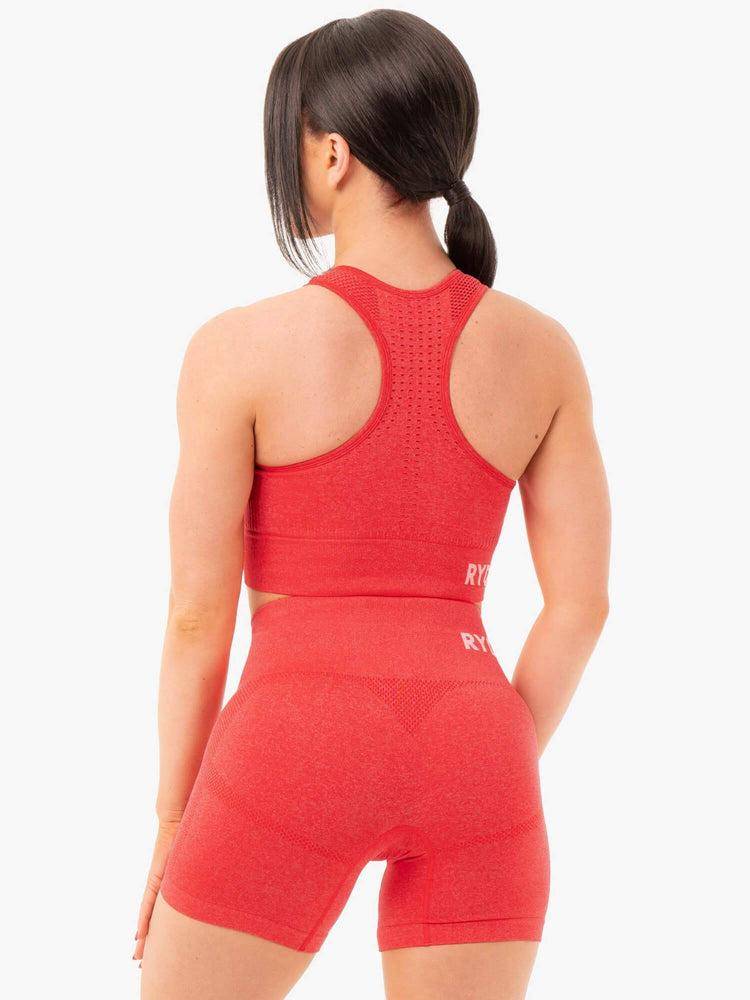 Women's Ryderwear Women Sports Bra Seamless Staples Sports Bra Red Marl | NZ2520FM