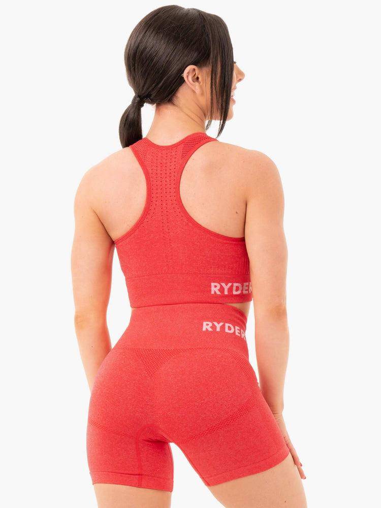 Women's Ryderwear Women Sports Bra Seamless Staples Sports Bra Red Marl | NZ2520FM