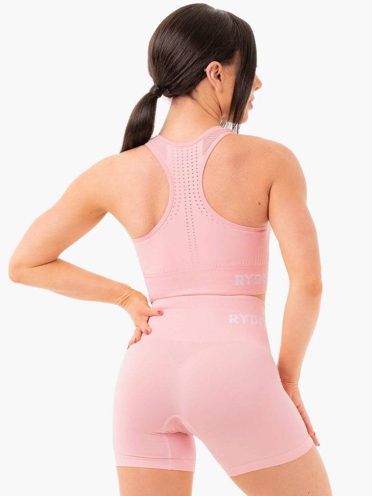 Women's Ryderwear Women Sports Bra Seamless Staples Sports Bra Baby Pink Marl | NZ2527UT