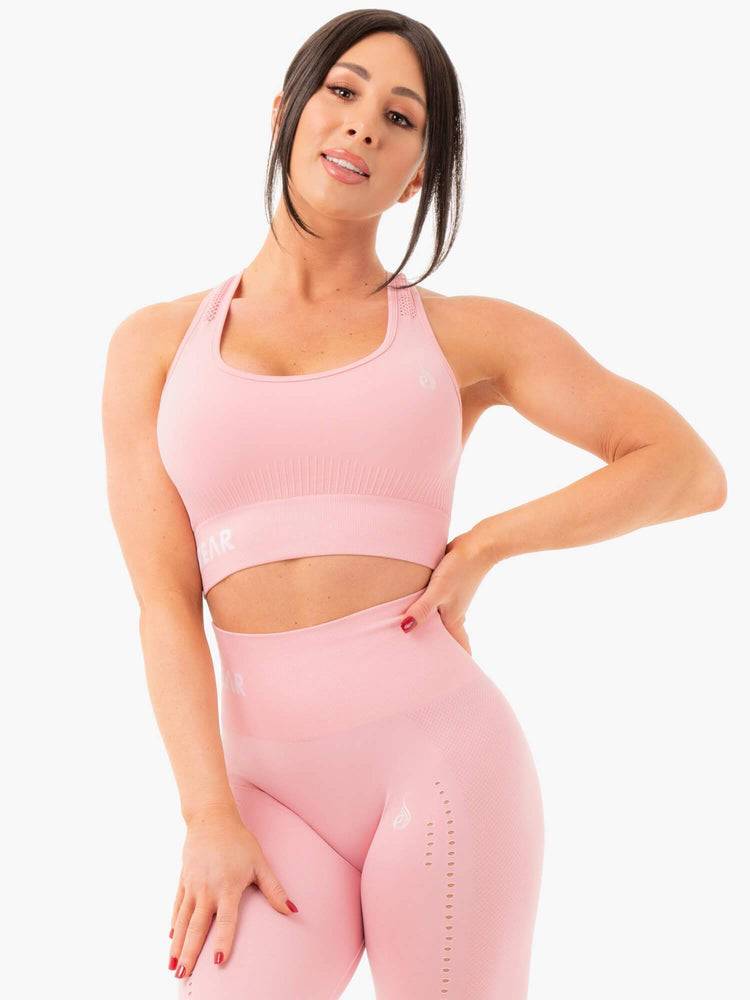 Women\'s Ryderwear Women Sports Bra Seamless Staples Sports Bra Baby Pink Marl | NZ2527UT