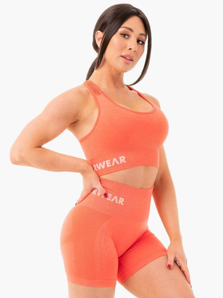 Women's Ryderwear Women Sports Bra Seamless Staples Sports Bra Orange Marl | NZ2530RW