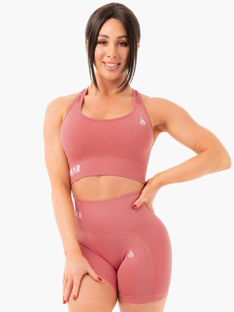 Women's Ryderwear Women Sports Bra Seamless Staples Sports Bra Rose Pink Marl | NZ2531EX