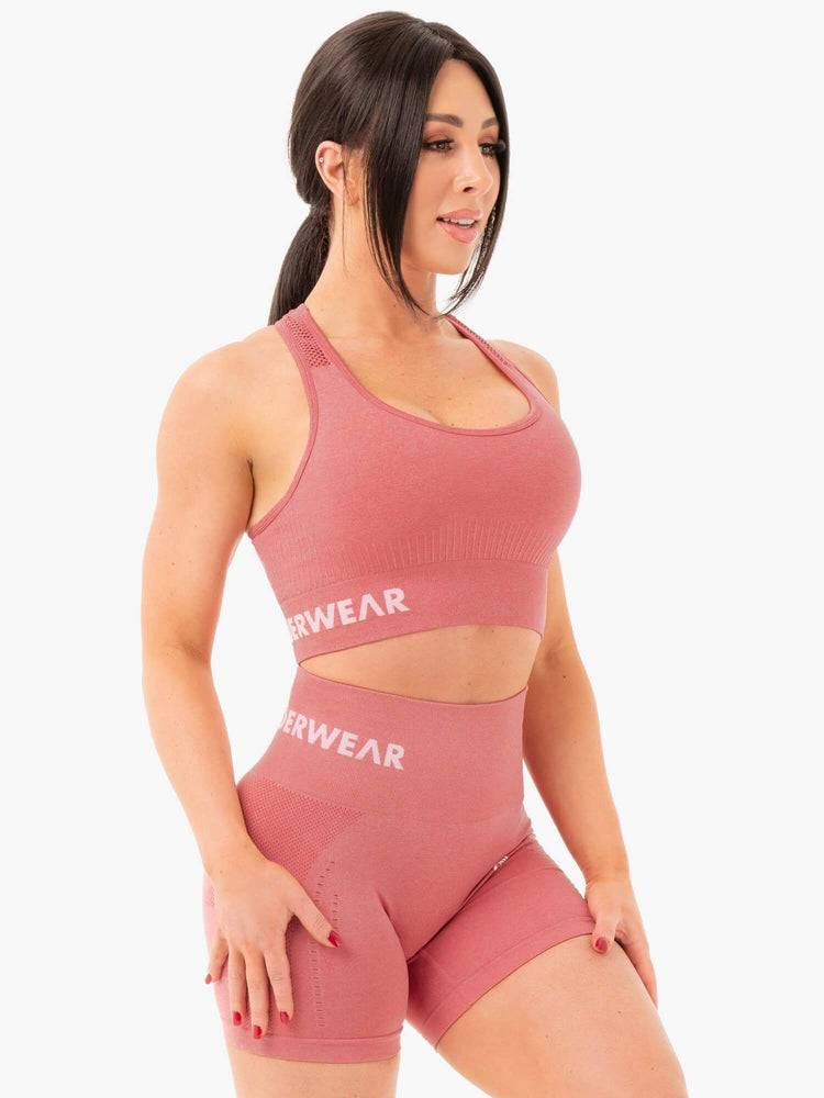 Women's Ryderwear Women Sports Bra Seamless Staples Sports Bra Rose Pink Marl | NZ2531EX