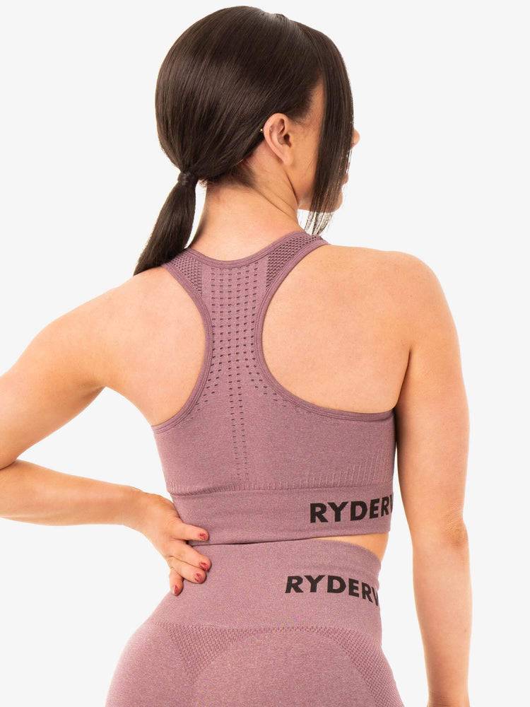 Women's Ryderwear Women Sports Bra Seamless Staples Sports Bra Purple Marl | NZ2541LH