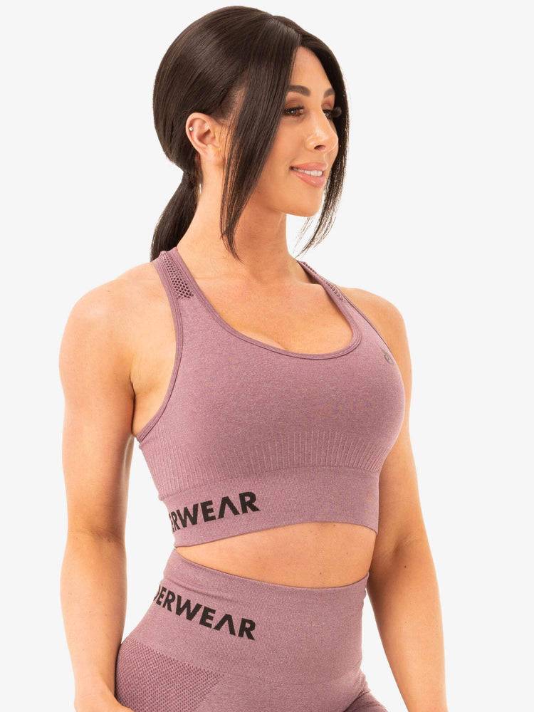 Women's Ryderwear Women Sports Bra Seamless Staples Sports Bra Purple Marl | NZ2541LH