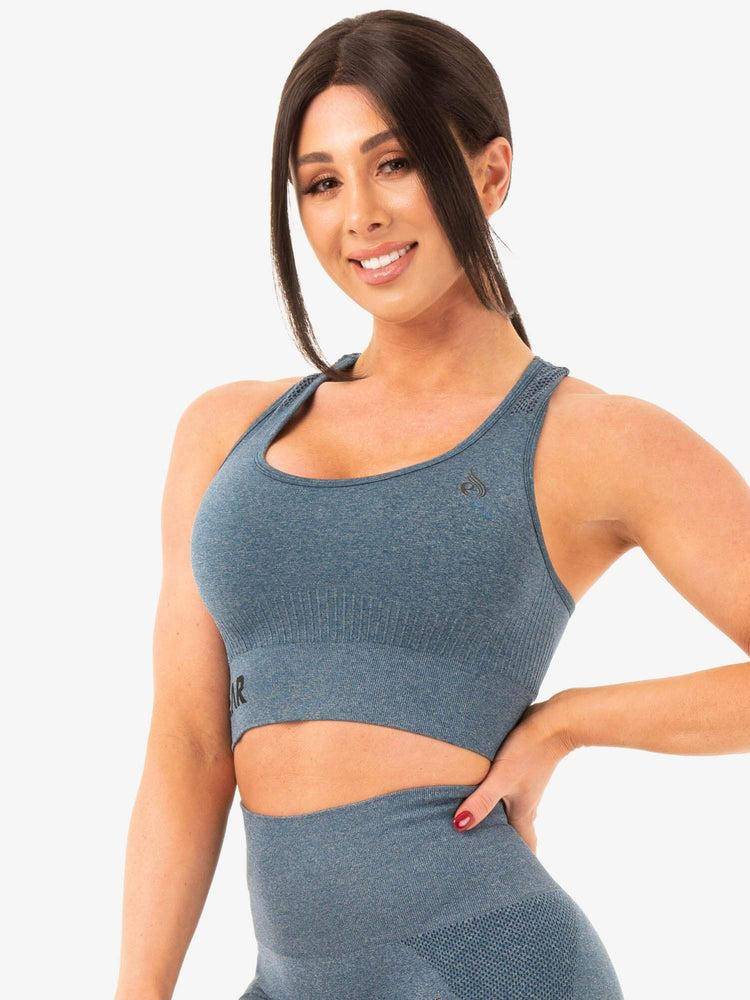 Women's Ryderwear Women Sports Bra Seamless Staples Sports Bra Teal Marl | NZ2552IS