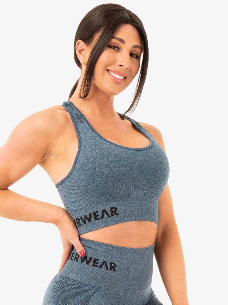 Women's Ryderwear Women Sports Bra Seamless Staples Sports Bra Teal Marl | NZ2552IS