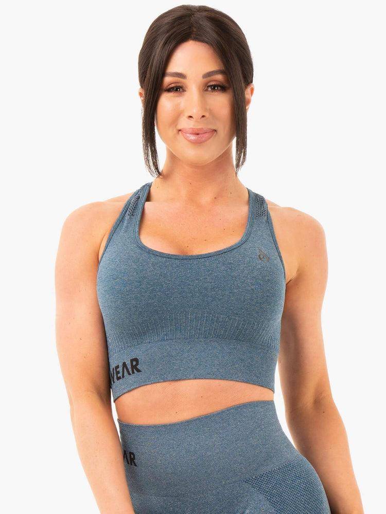 Women\'s Ryderwear Women Sports Bra Seamless Staples Sports Bra Teal Marl | NZ2552IS