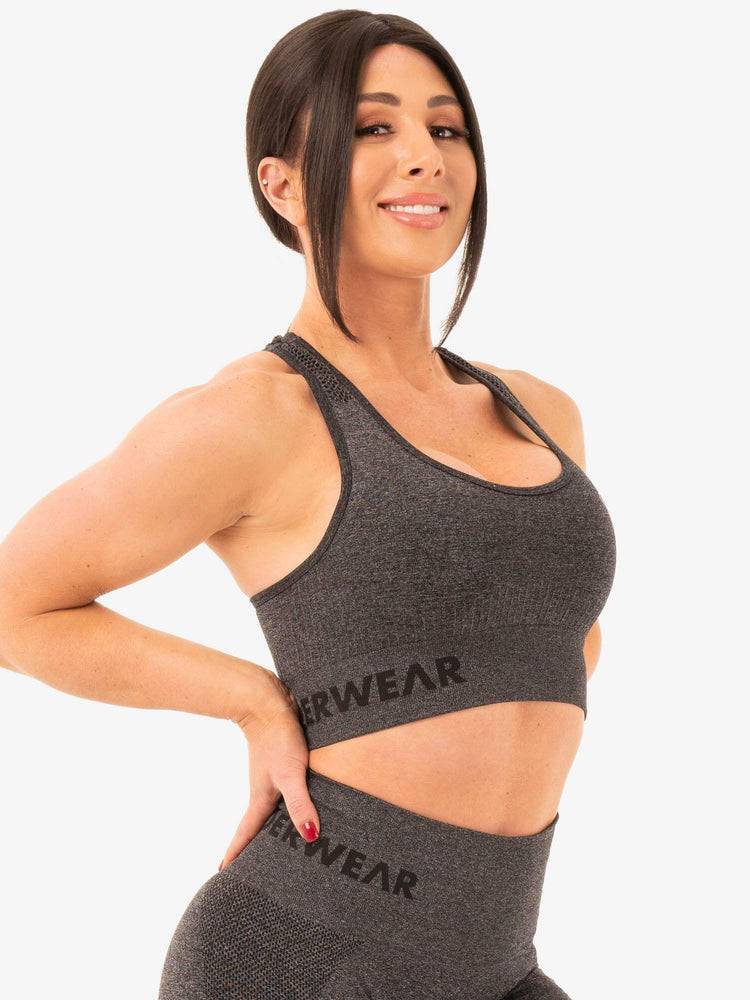 Women's Ryderwear Women Sports Bra Seamless Staples Sports Bra Charcoal Marl | NZ2566ZG