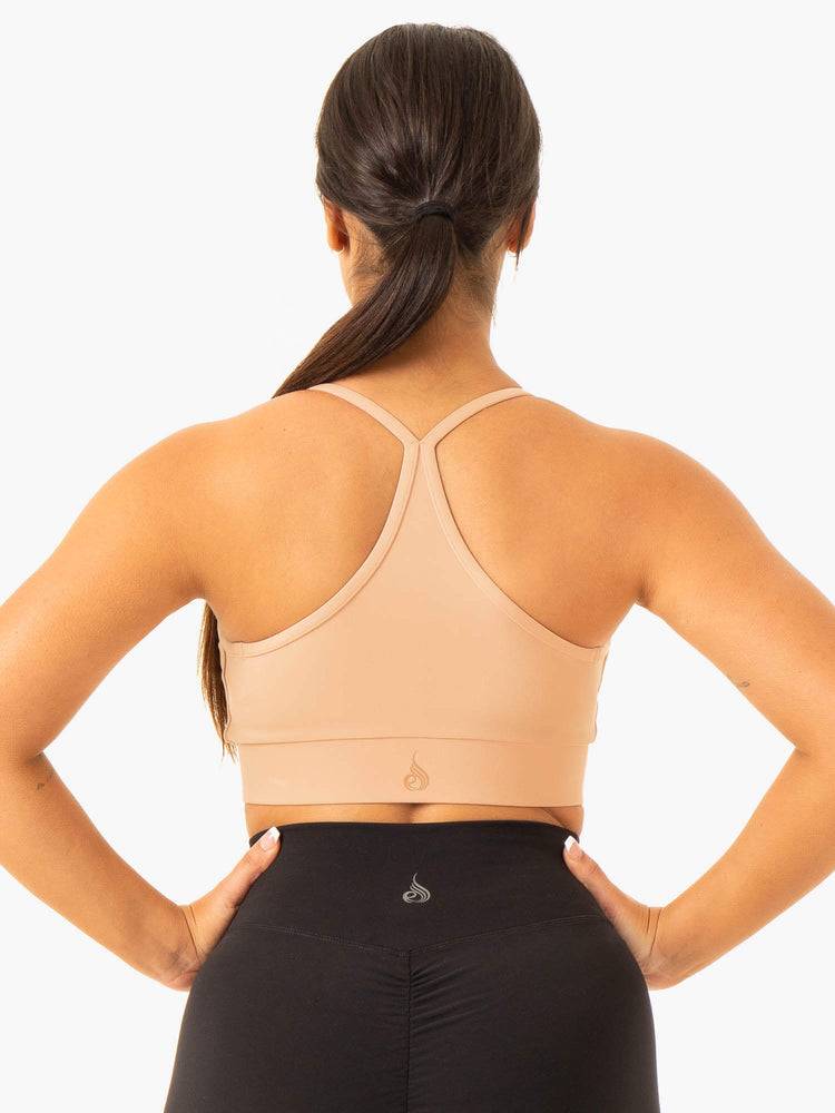 Women's Ryderwear Women Sports Bra Serene Cross Over Sports Bra Tan | NZ2233MA