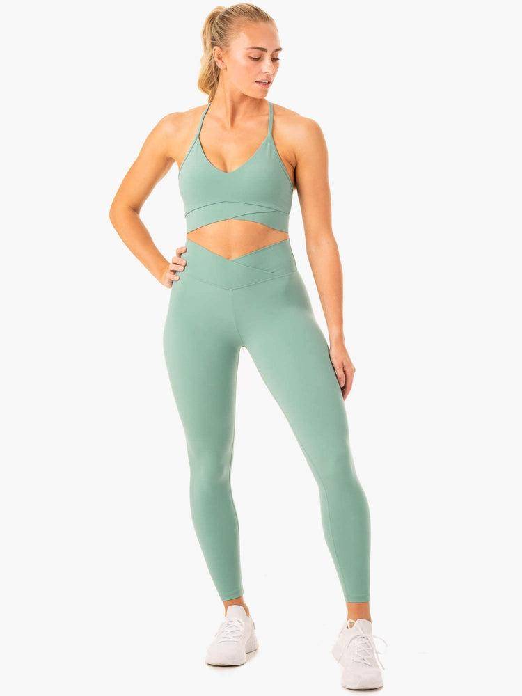 Women's Ryderwear Women Sports Bra Serene Cross Over Sports Bra Green | NZ2255CE