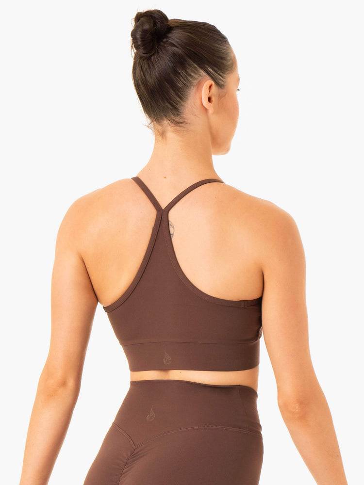 Women's Ryderwear Women Sports Bra Serene Cross Over Sports Bra Chocolate | NZ2278LH