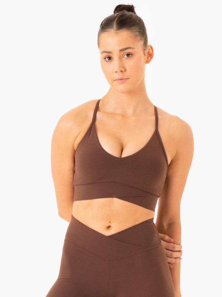 Women\'s Ryderwear Women Sports Bra Serene Cross Over Sports Bra Chocolate | NZ2278LH