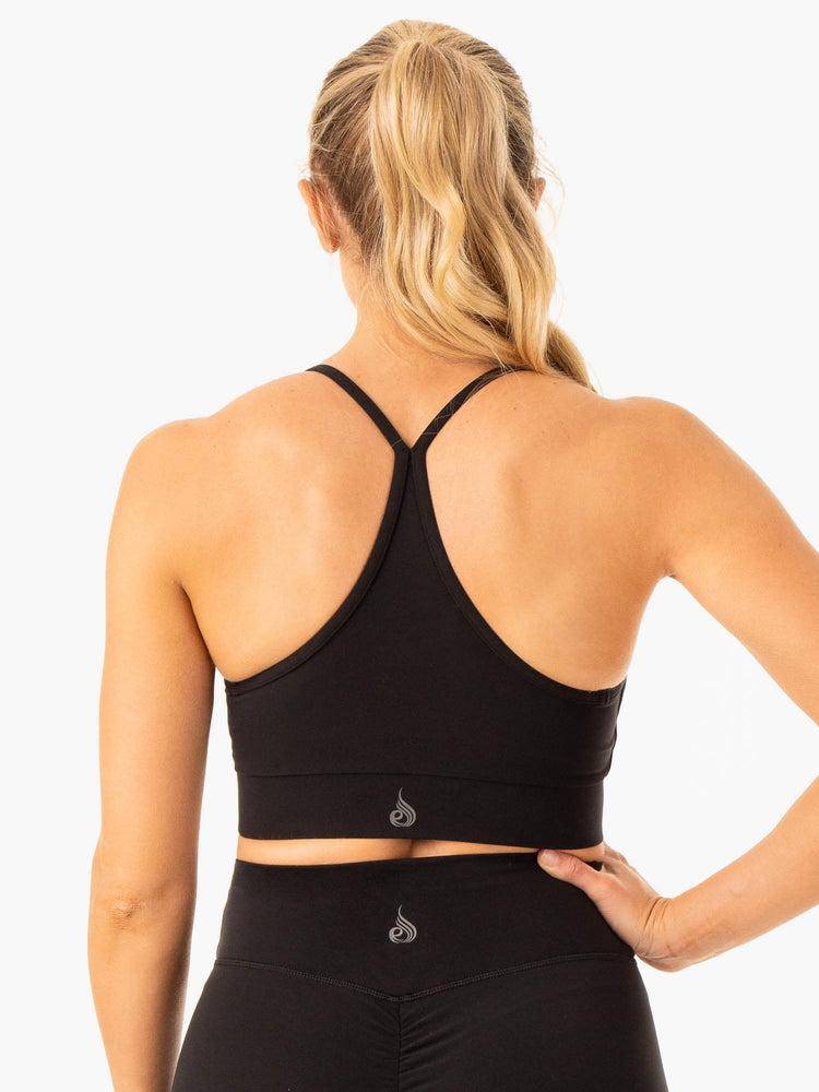 Women's Ryderwear Women Sports Bra Serene Cross Over Sports Bra Black | NZ2281CE