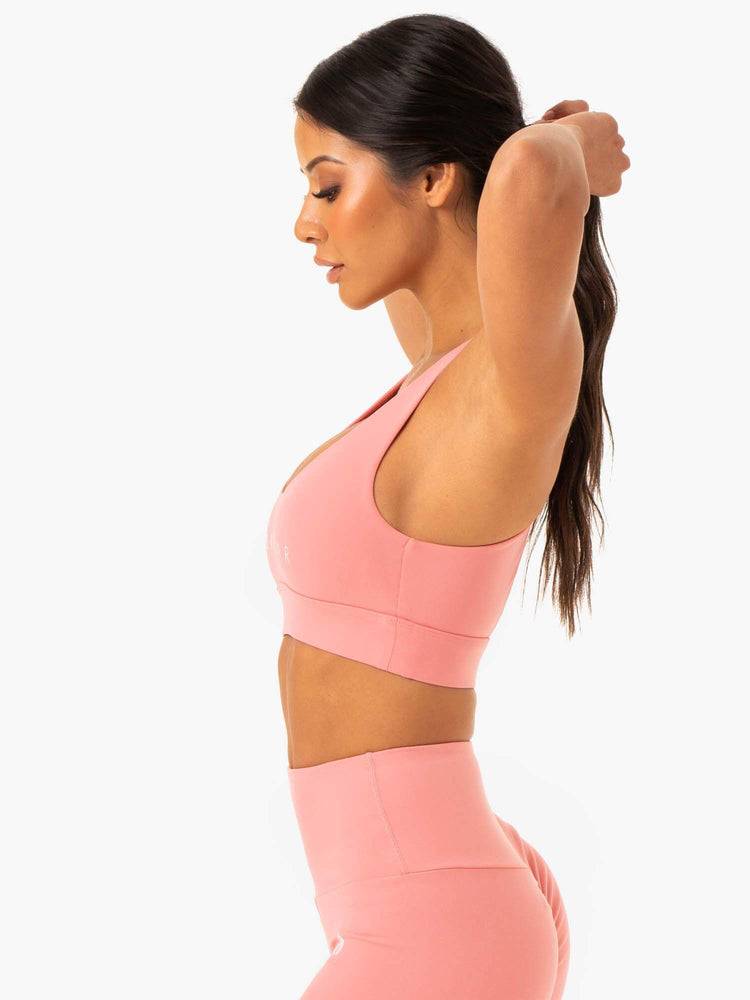 Women's Ryderwear Women Sports Bra Staples Cross Over Sports Bra Rose Pink | NZ2382CE