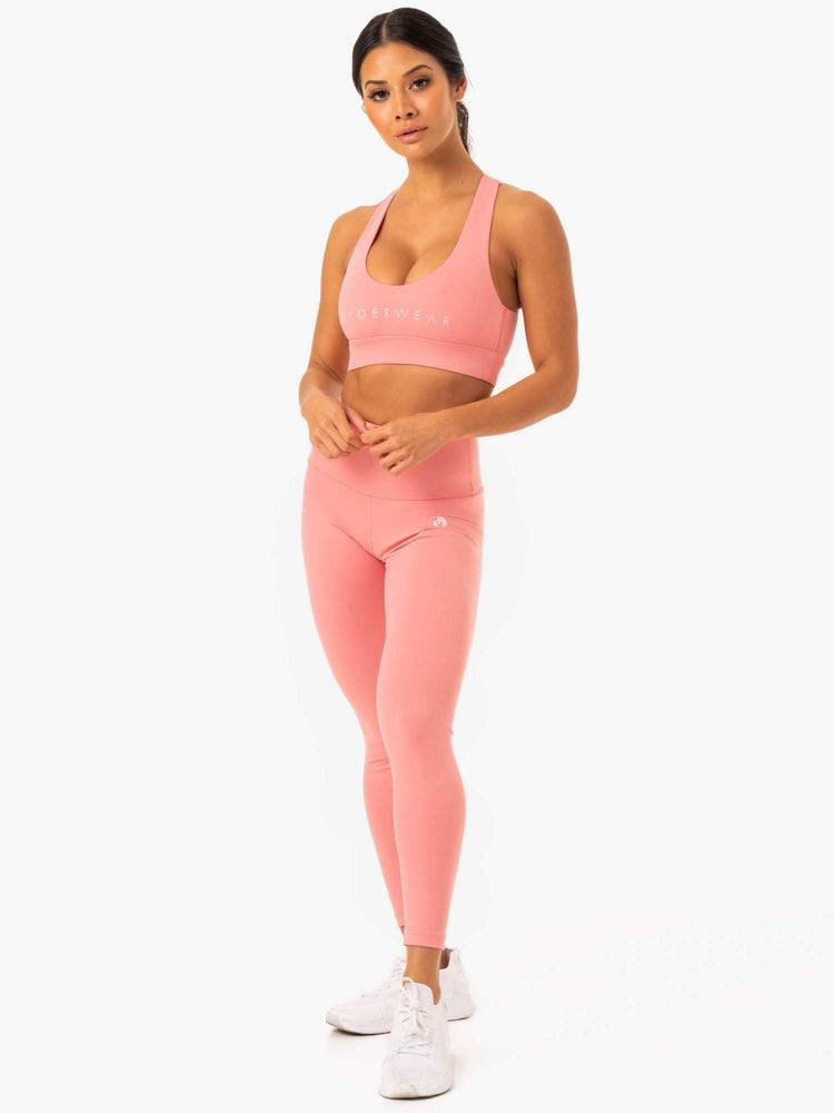 Women's Ryderwear Women Sports Bra Staples Cross Over Sports Bra Rose Pink | NZ2382CE