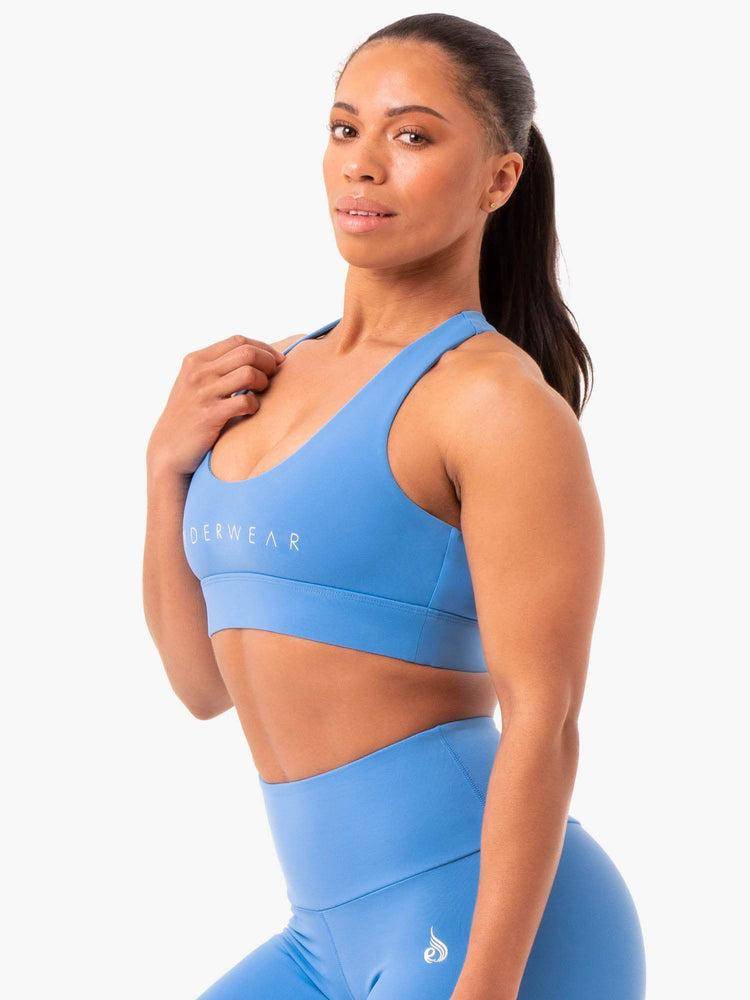 Women's Ryderwear Women Sports Bra Staples Cross Over Sports Bra Blue | NZ2388HK