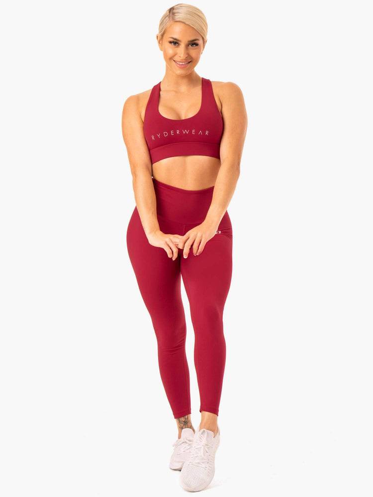 Women's Ryderwear Women Sports Bra Staples Cross Over Sports Bra Wine Red | NZ2420PQ