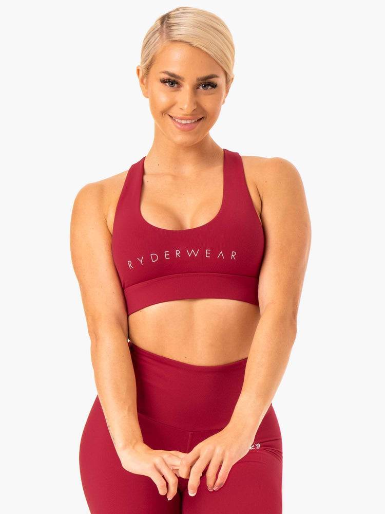 Women\'s Ryderwear Women Sports Bra Staples Cross Over Sports Bra Wine Red | NZ2420PQ