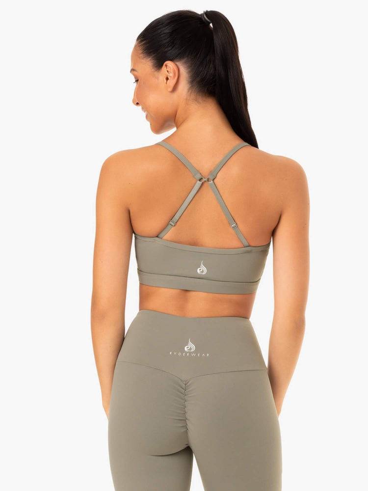 Women's Ryderwear Women Sports Bra Staples Sports Bra Khaki | NZ2428WY