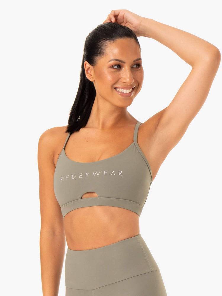 Women's Ryderwear Women Sports Bra Staples Sports Bra Khaki | NZ2428WY